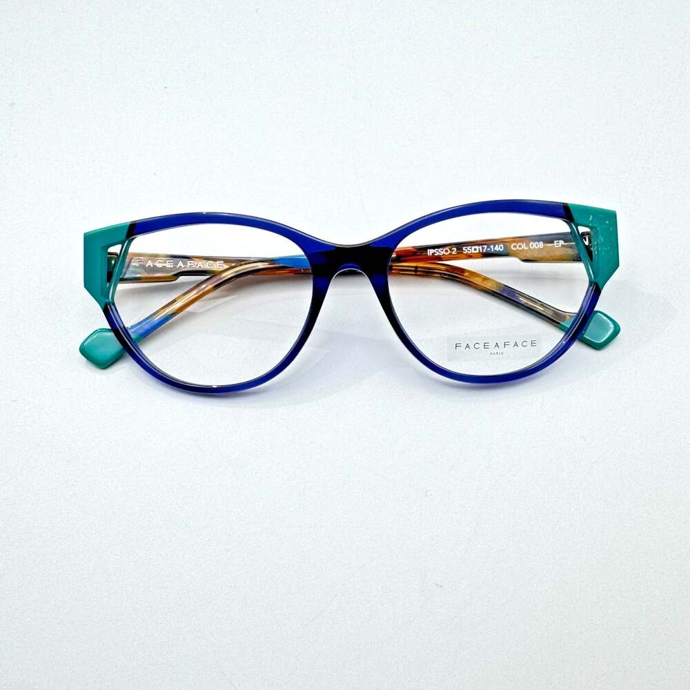 Face a Face Eyeglasses Frames Ipsso 2 008 Blue Cat Eye 55-17-140 New Authentic